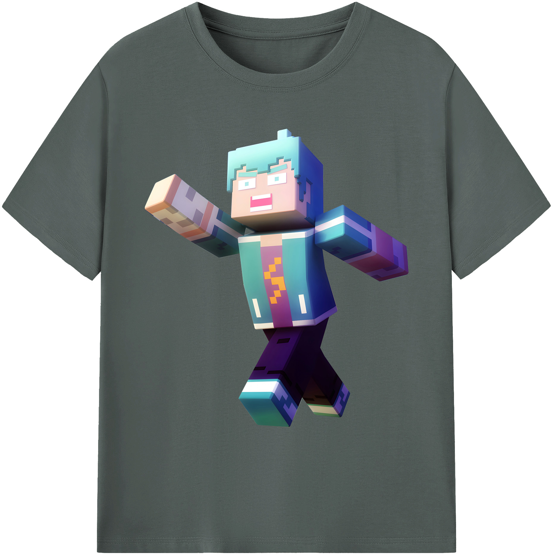（画像用） マインクラフト ブロックの世界 Minecraft MC Block world 綿100％ メンズ半袖Tシャツ｜肌触りやわらか＆通気性